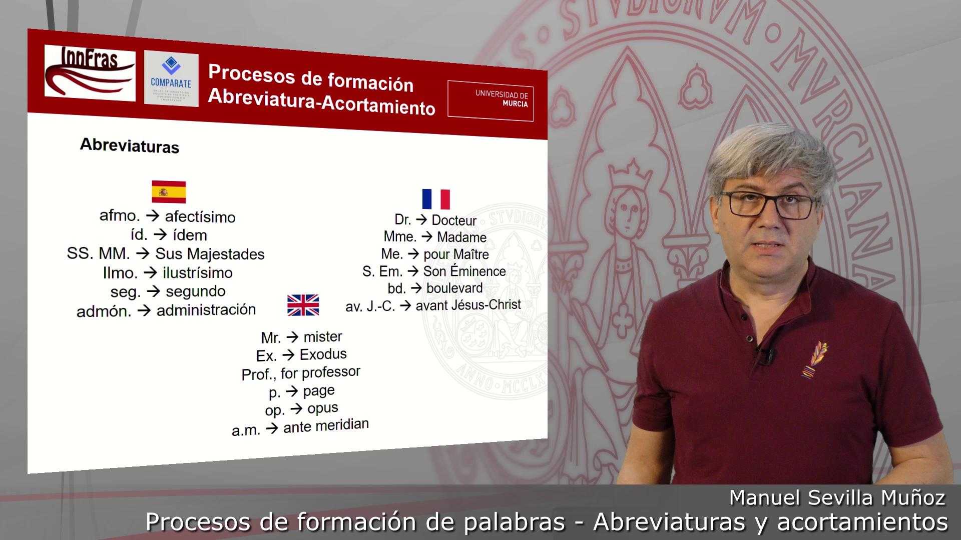 dispersión Gracia desnudo 14-Procesos de formación de palabras-Abreviación y Acortamiento - TV  Universidad de Murcia