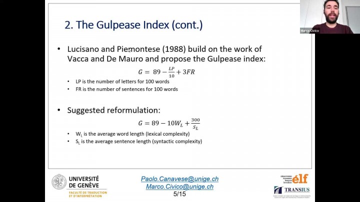 The Gulpease Index as a predictor of lexical and syntactic complexity in the legal domain (...)